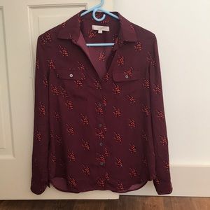 Loft maroon button down blouse